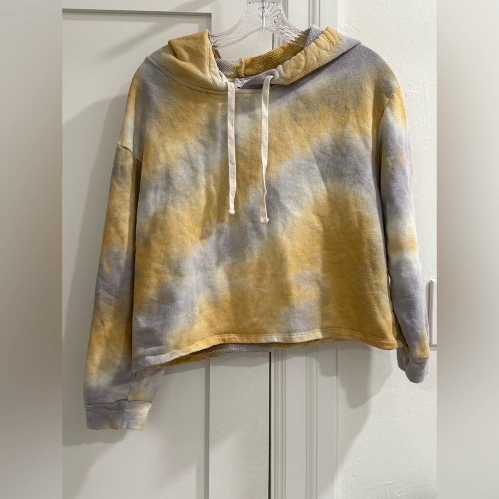 Dress Forum yellow + lavender cotton tie dye cropped hoodie (fair)